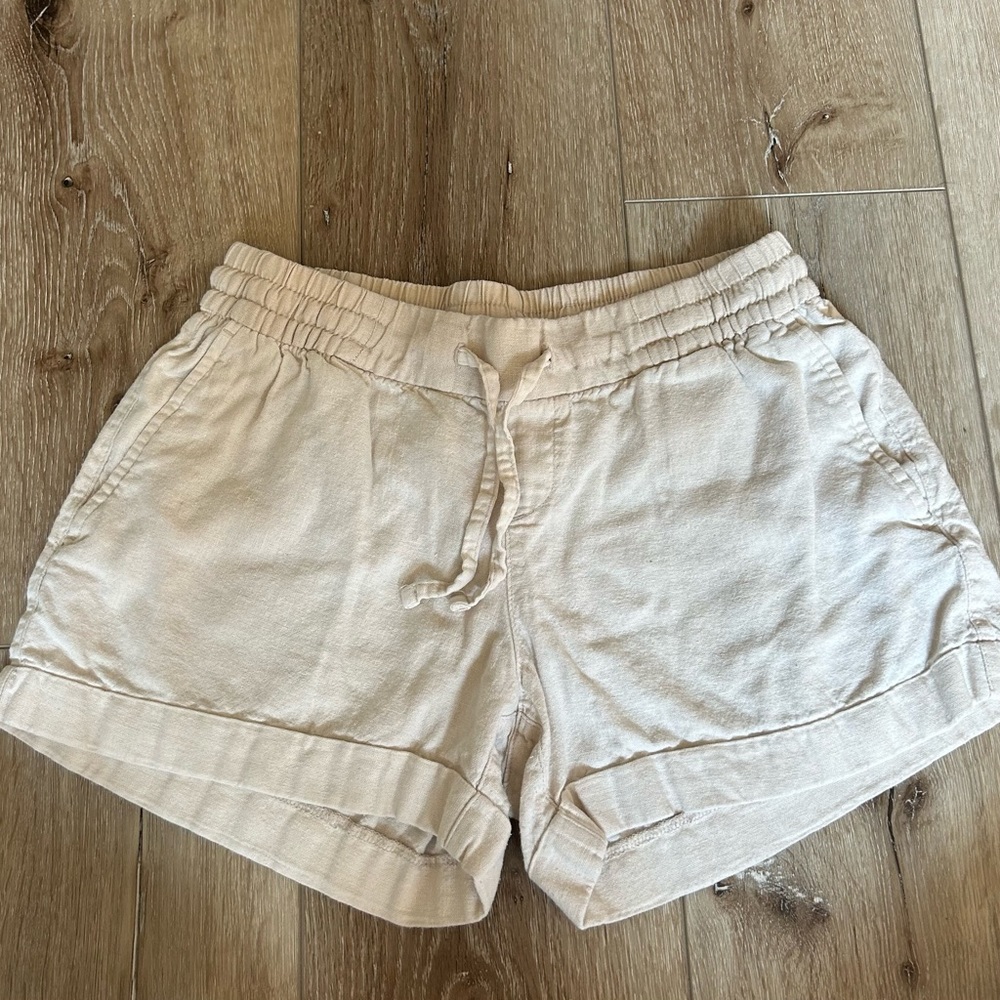 OLD NAVY, High Waisted Linen Short, Creme/White, Size: XS